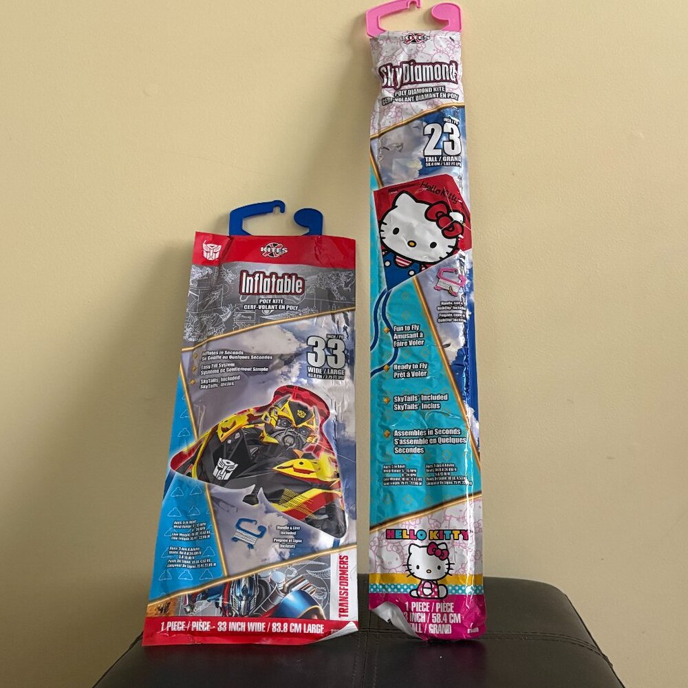 Hello Kitty and Transformers Inflatable Kite Set - Pink, Blue, Red